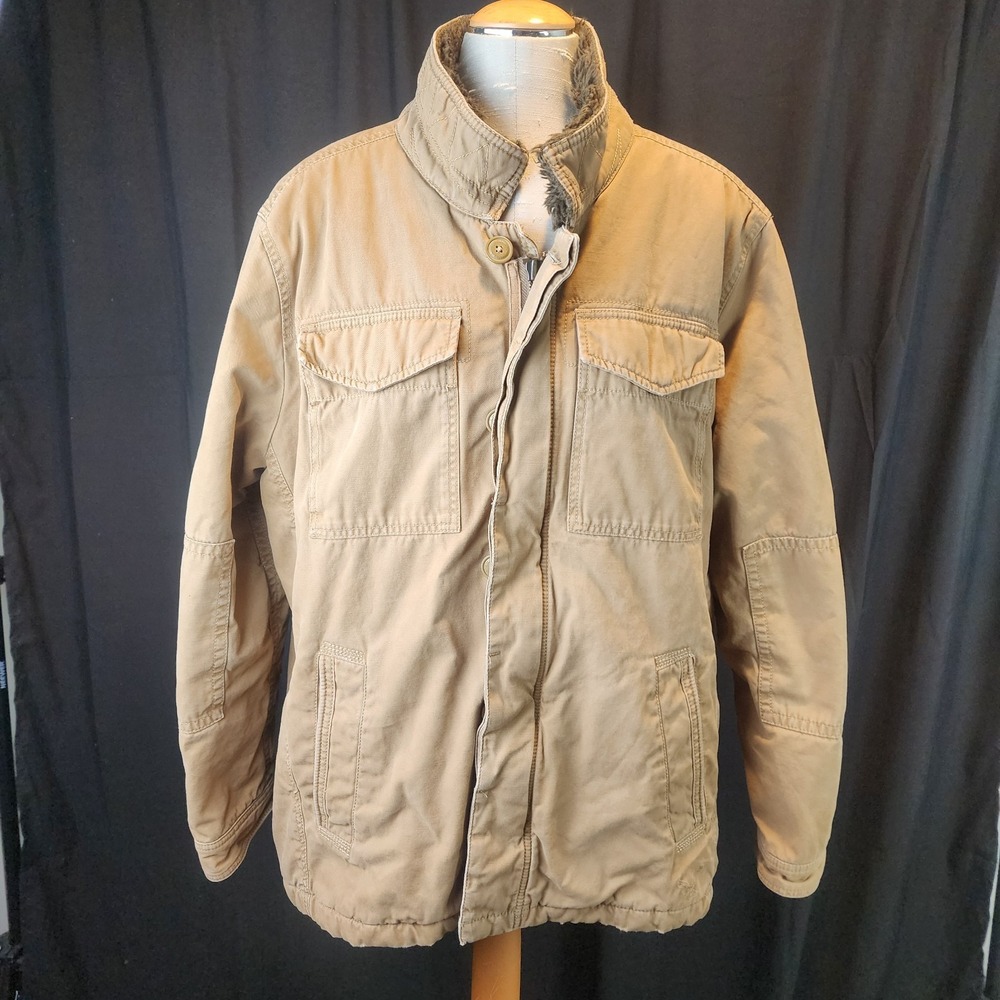 American Eagle Outfitters men's cotton‎ military field jacket Tan Size XL Read